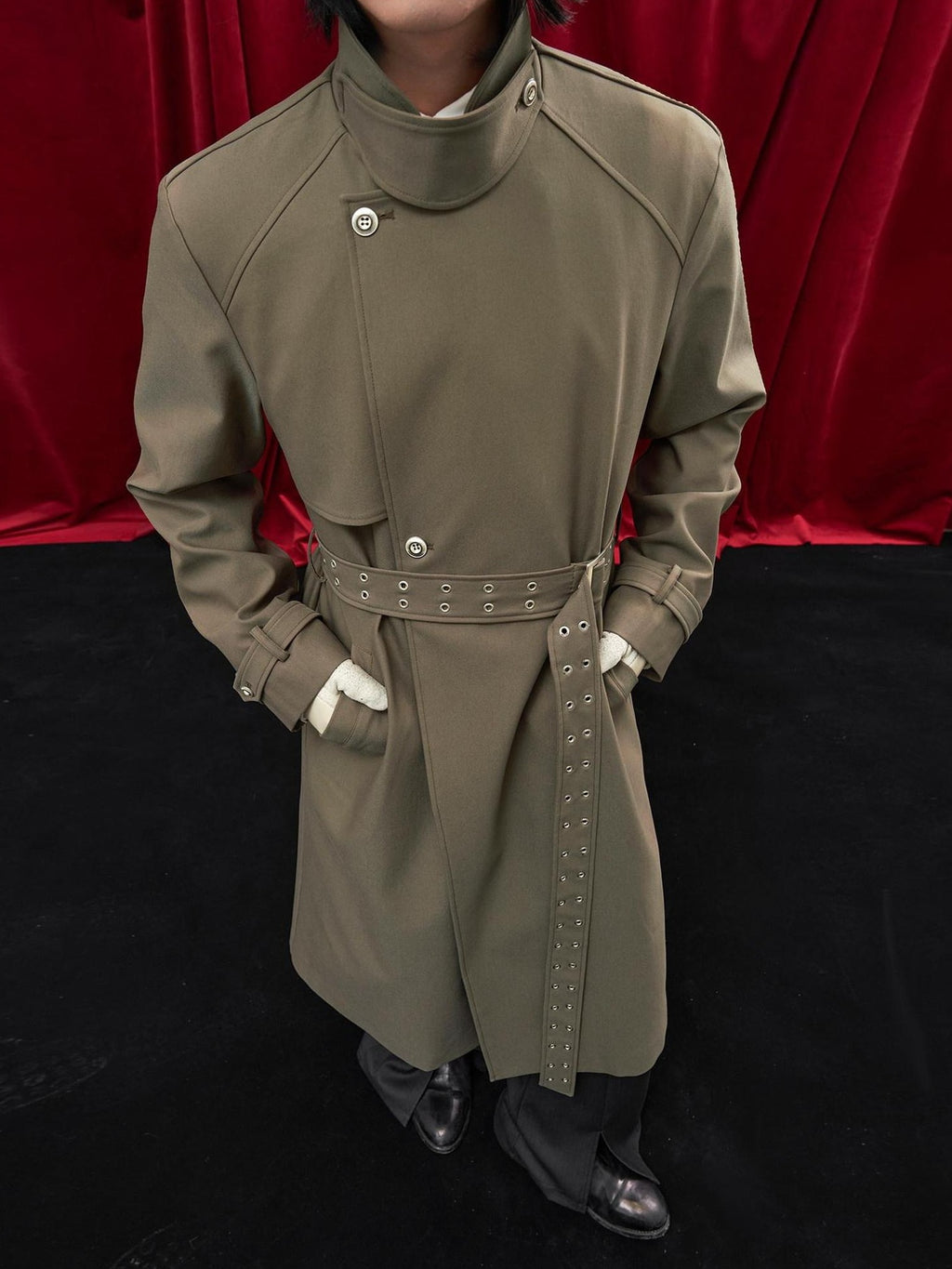 BALITONE Wrinkle Free Loose Fit British Stand Collar Lightweight Unisex Trench Coats