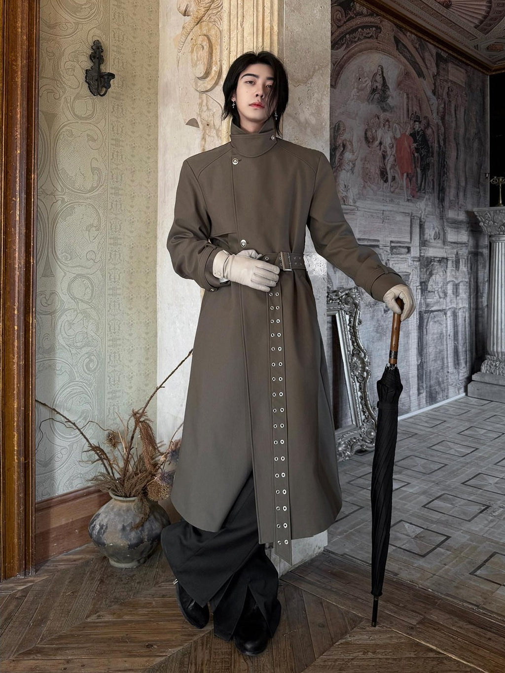 BALITONE Wrinkle Free Loose Fit British Stand Collar Lightweight Unisex Trench Coats