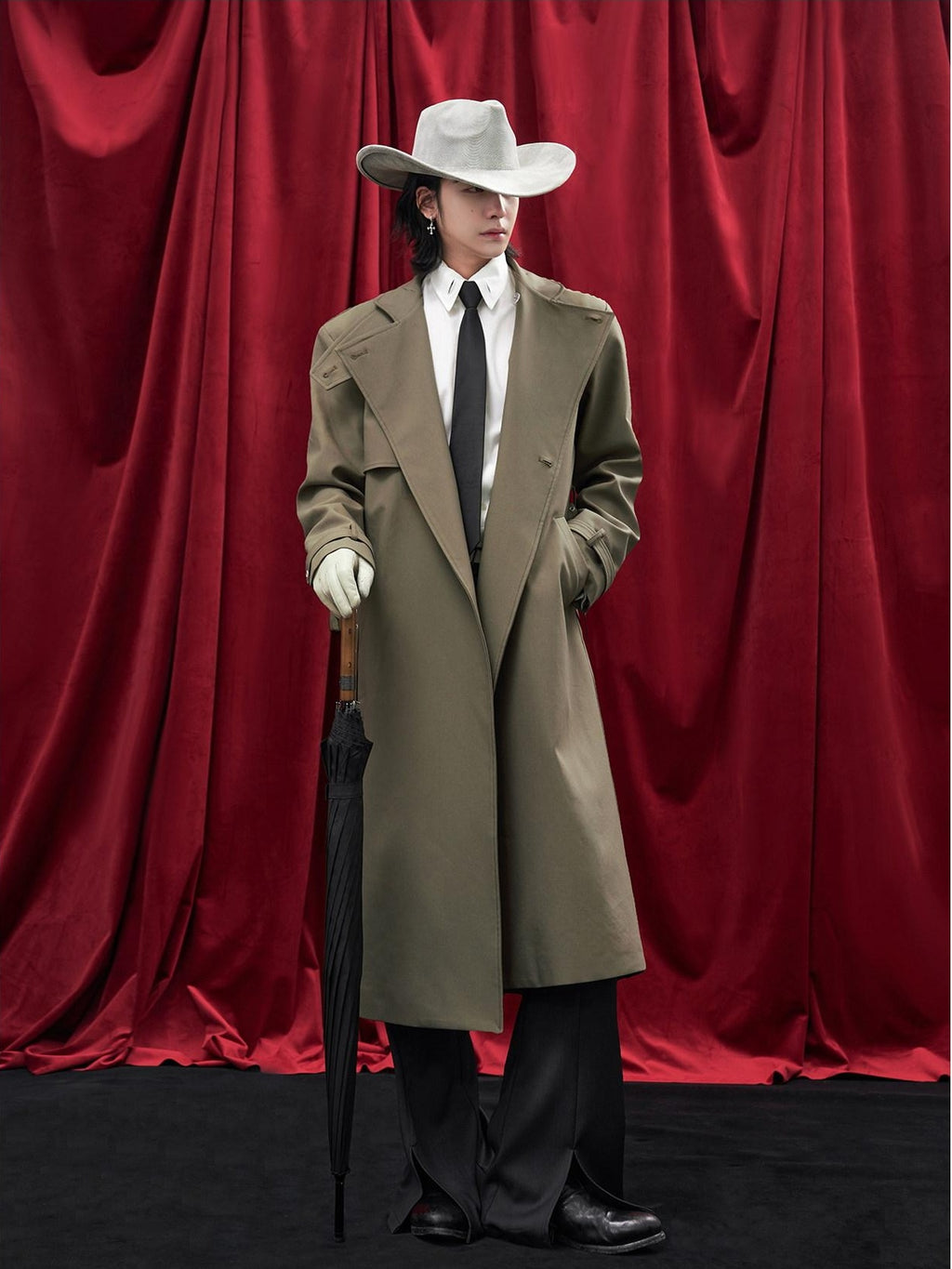 BALITONE Wrinkle Free Loose Fit British Stand Collar Lightweight Unisex Trench Coats