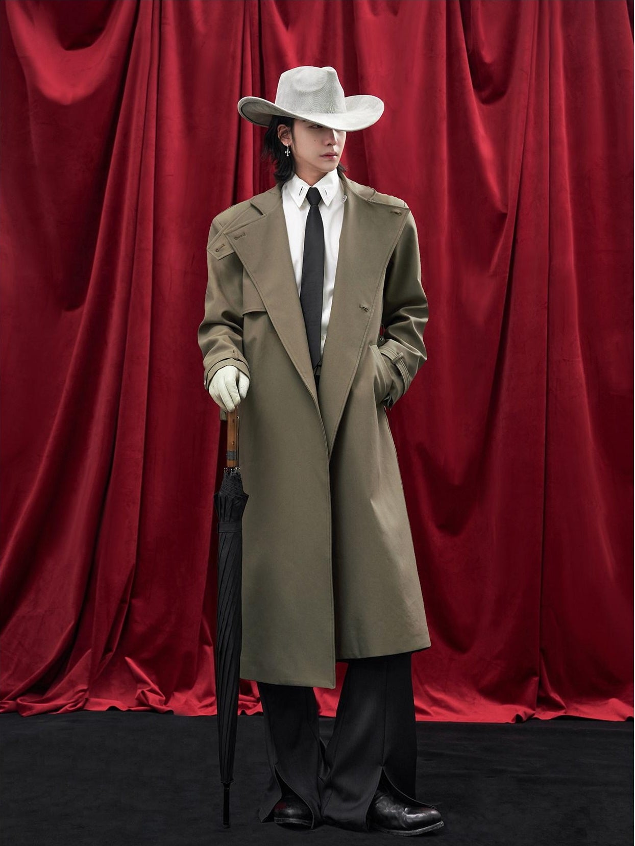 BALITONE Wrinkle Free Loose Fit British Stand Collar Lightweight Unisex Trench Coats