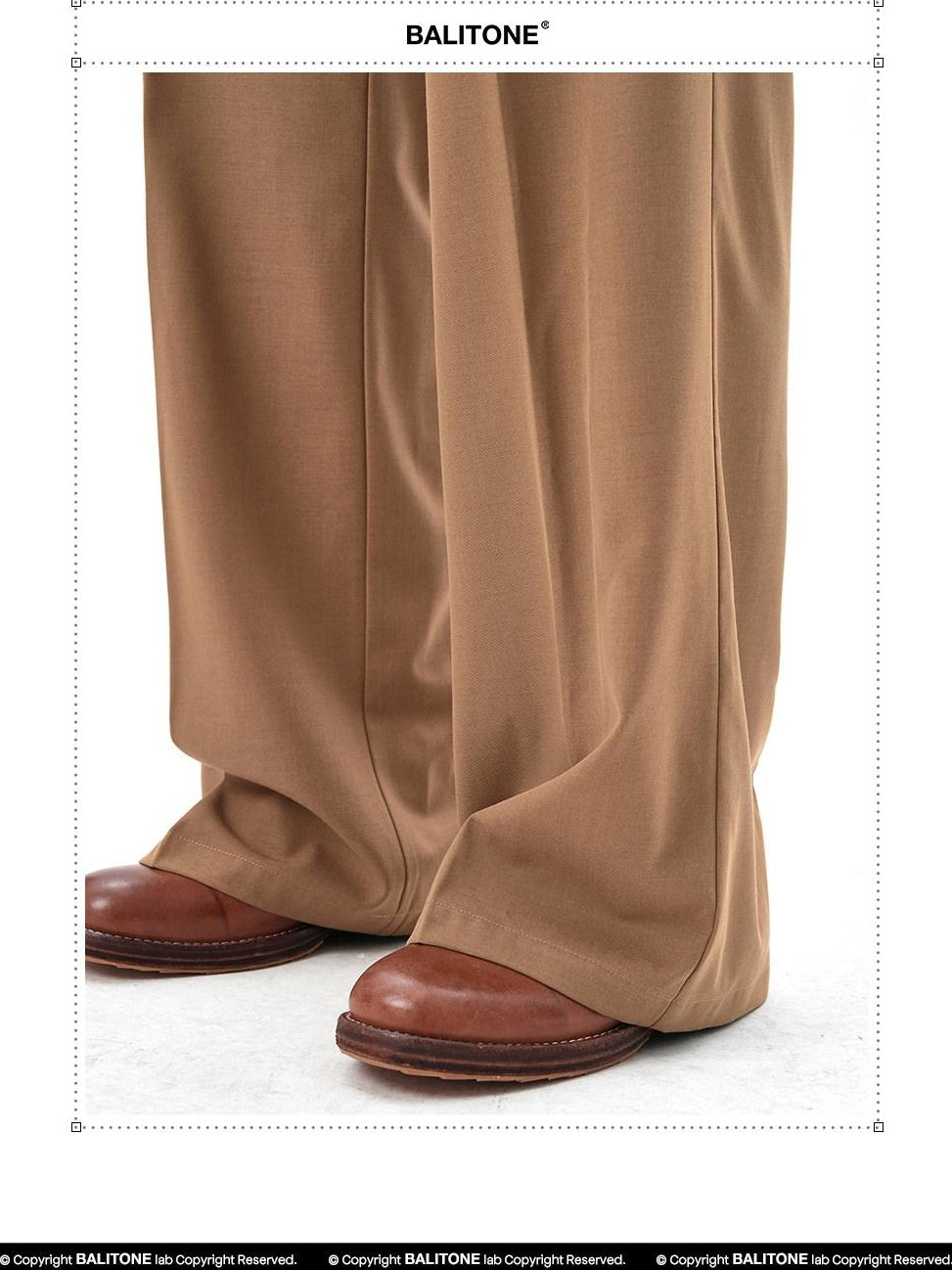 BALITONE Wrinkle Free Mid Rise Straight Micro Stretch Khaki Flared Trousers