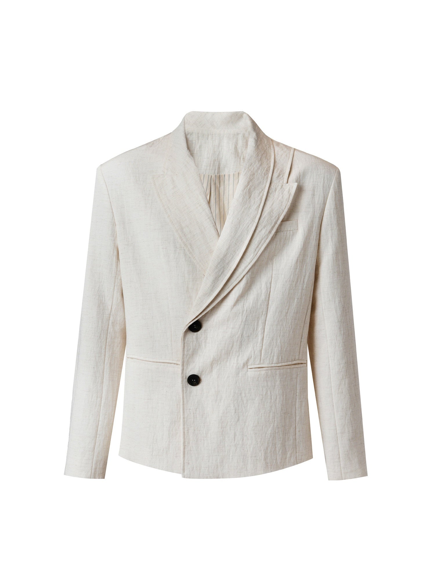 BALITONE_Wrinkle_Free_Patchwork_Youthful_Trendy_Standard_Fit_Casual_White_Linen_Blazers_MISSTT