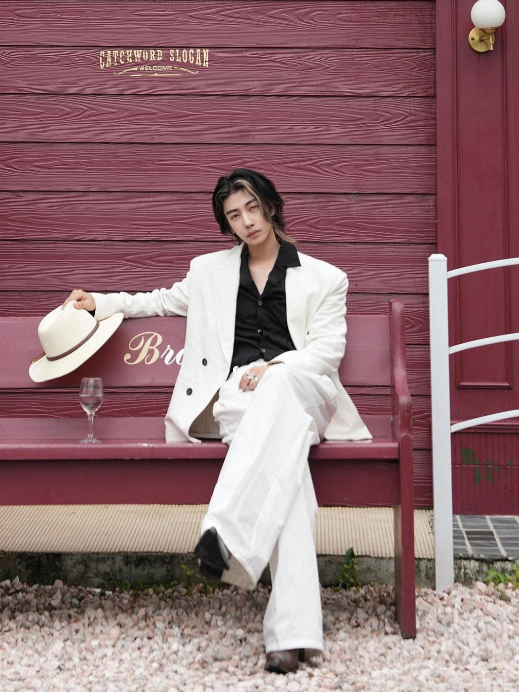 BALITONE Wrinkle Free Patchwork Youthful Trendy Standard Fit Casual White Linen Blazers