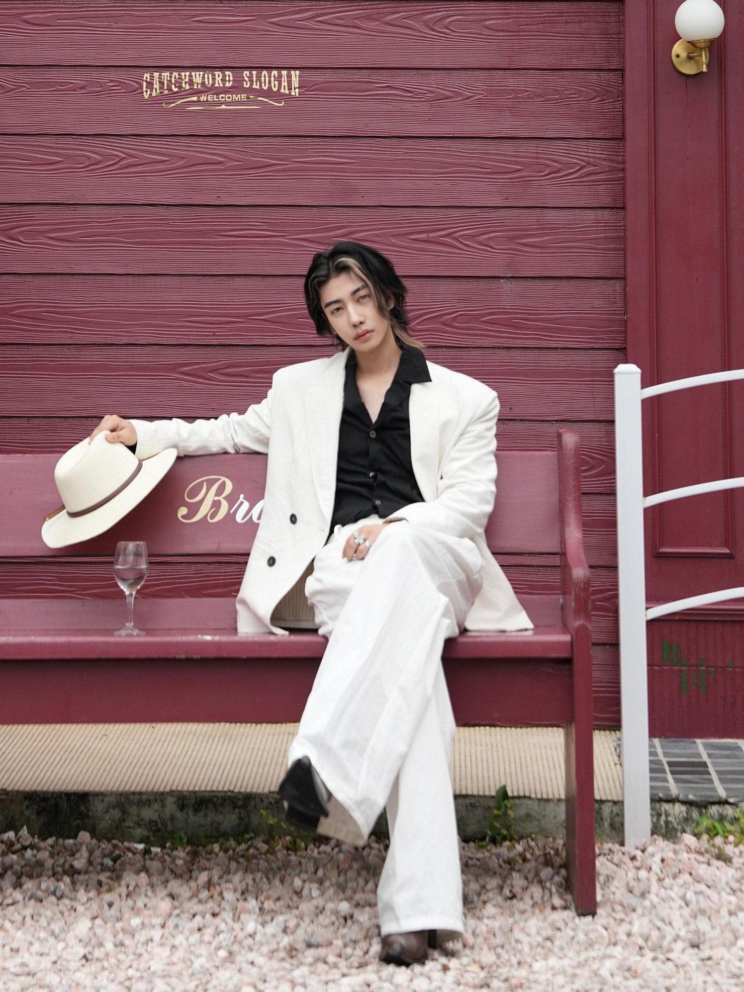 BALITONE Wrinkle Free Patchwork Youthful Trendy Standard Fit Casual White Linen Blazers