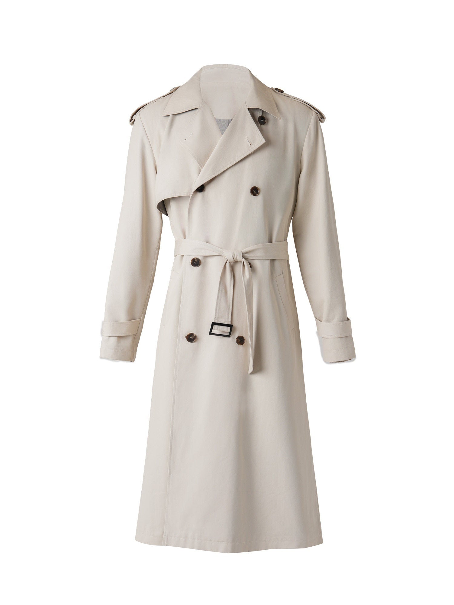 BALITONE_Wrinkle_Free_Relaxed_Fit_Long_Double_Breasted_Unisex_Cotton_Lyocell_Trench_Coats_MISSTT