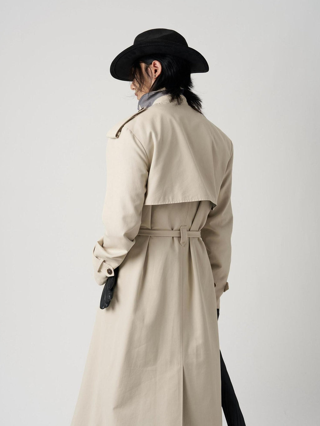 BALITONE Wrinkle Free Relaxed Fit Long Double Breasted Unisex Cotton Lyocell Trench Coats