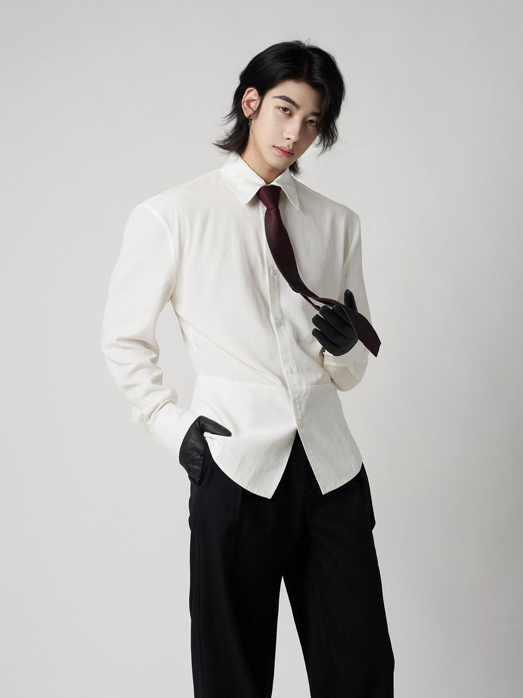 BALITONE Wrinkle Free Ruffle Loose British Unisex Lyocell Linen Button Long Sleeve Shirts
