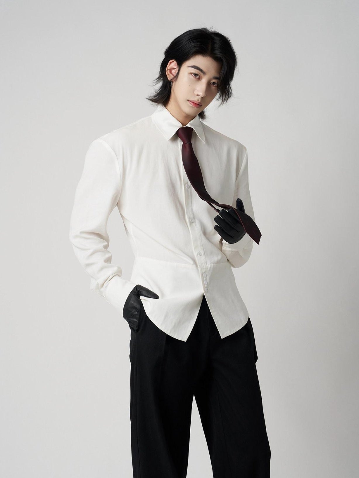 BALITONE Wrinkle Free Ruffle Loose British Unisex Lyocell Linen Button Long Sleeve Shirts