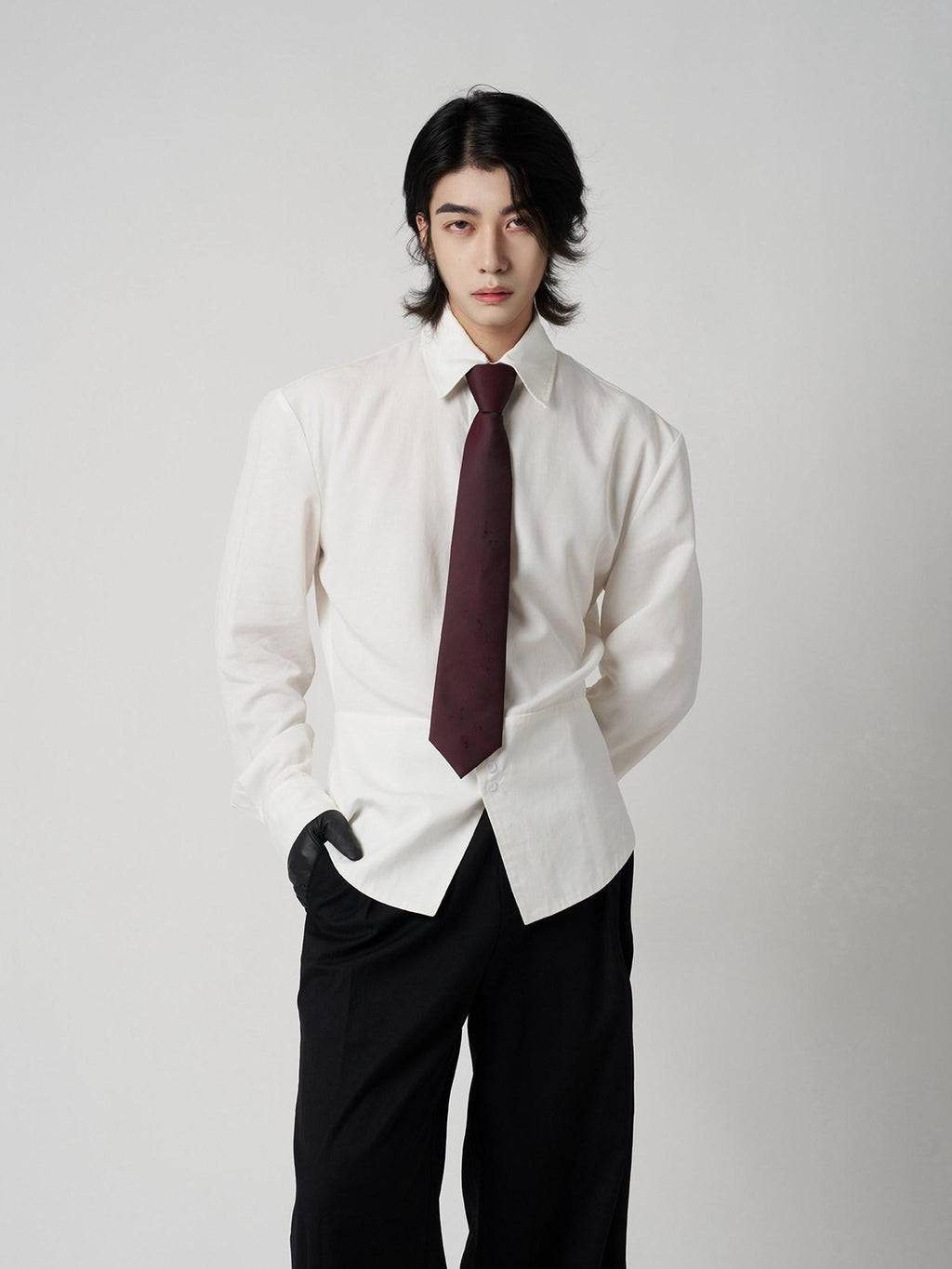 BALITONE Wrinkle Free Ruffle Loose British Unisex Lyocell Linen Button Long Sleeve Shirts