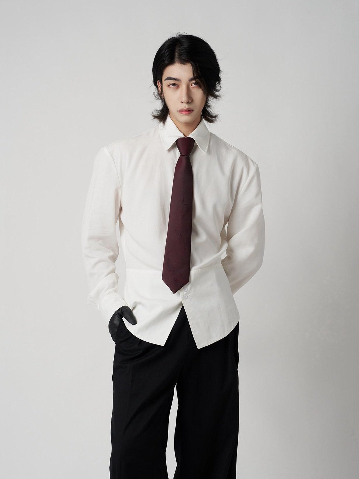 BALITONE Wrinkle Free Ruffle Loose British Unisex Lyocell Linen Button Long Sleeve Shirts