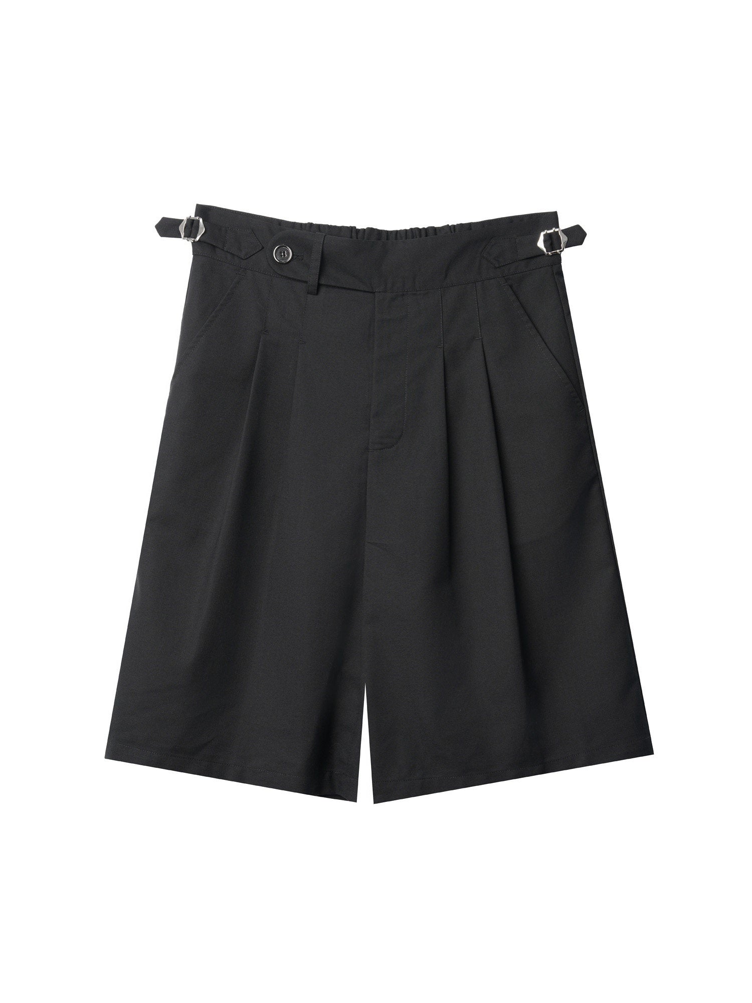 BALITONE_Wrinkle_Free_Straight_Fit_Midrise_Zipper_Pockets_Black_Casual_Tailored_Shorts_MISSTT