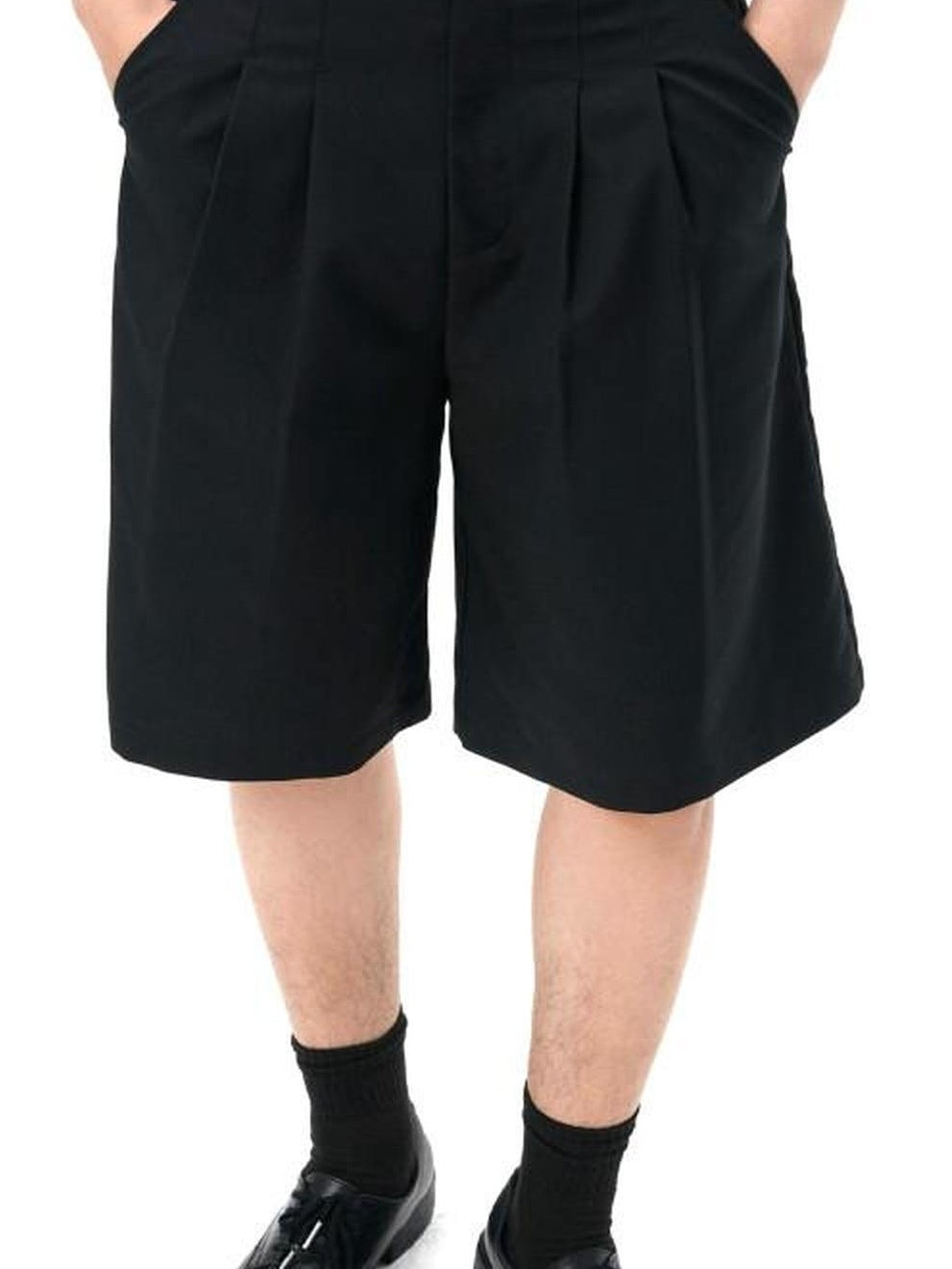 BALITONE Wrinkle Free Straight Fit Midrise Zipper Pockets Black Casual Tailored Shorts