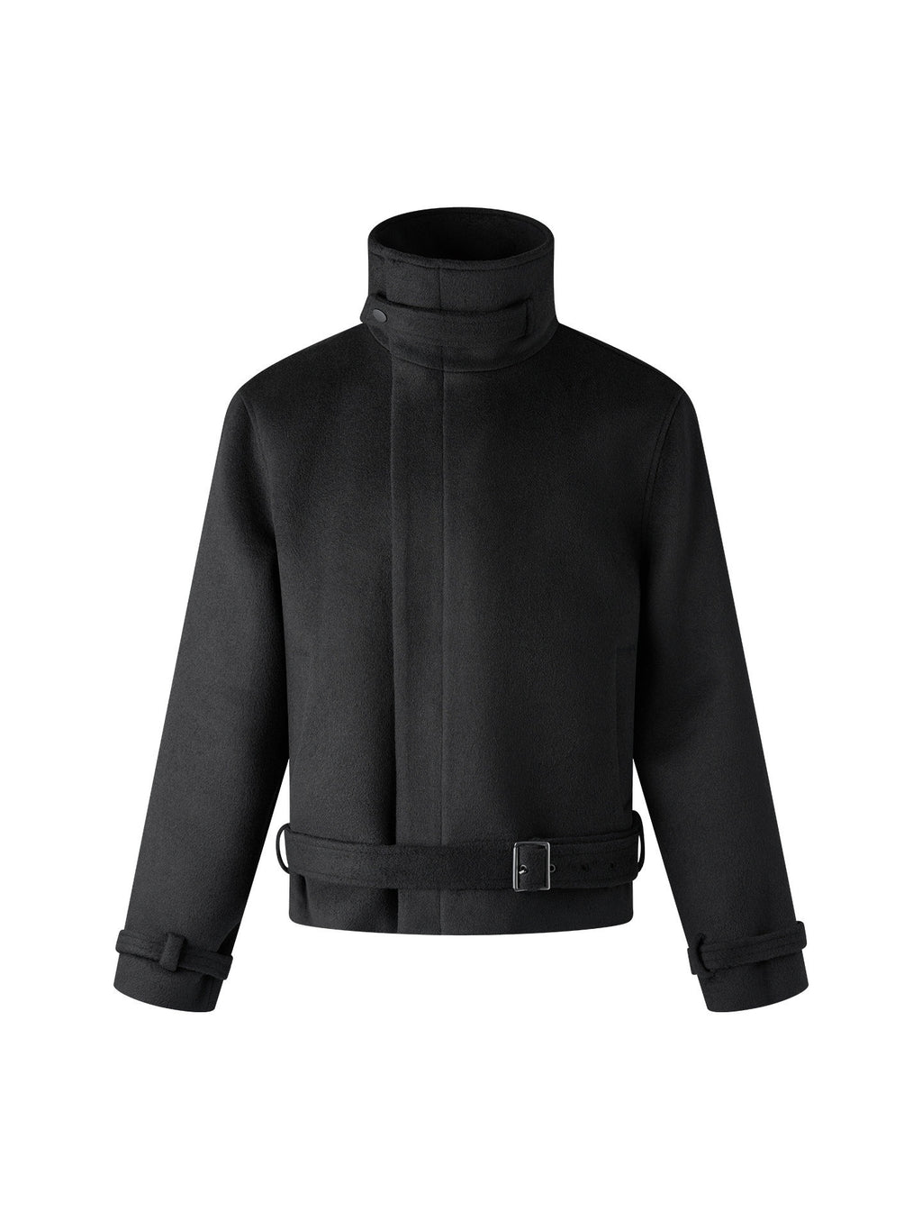 BALITONE_Wrinkle_Free_Wool_Blend_Relaxed_Tie_Detail_Unisex_Black_Short_Cropped_Jackets_MISSTT