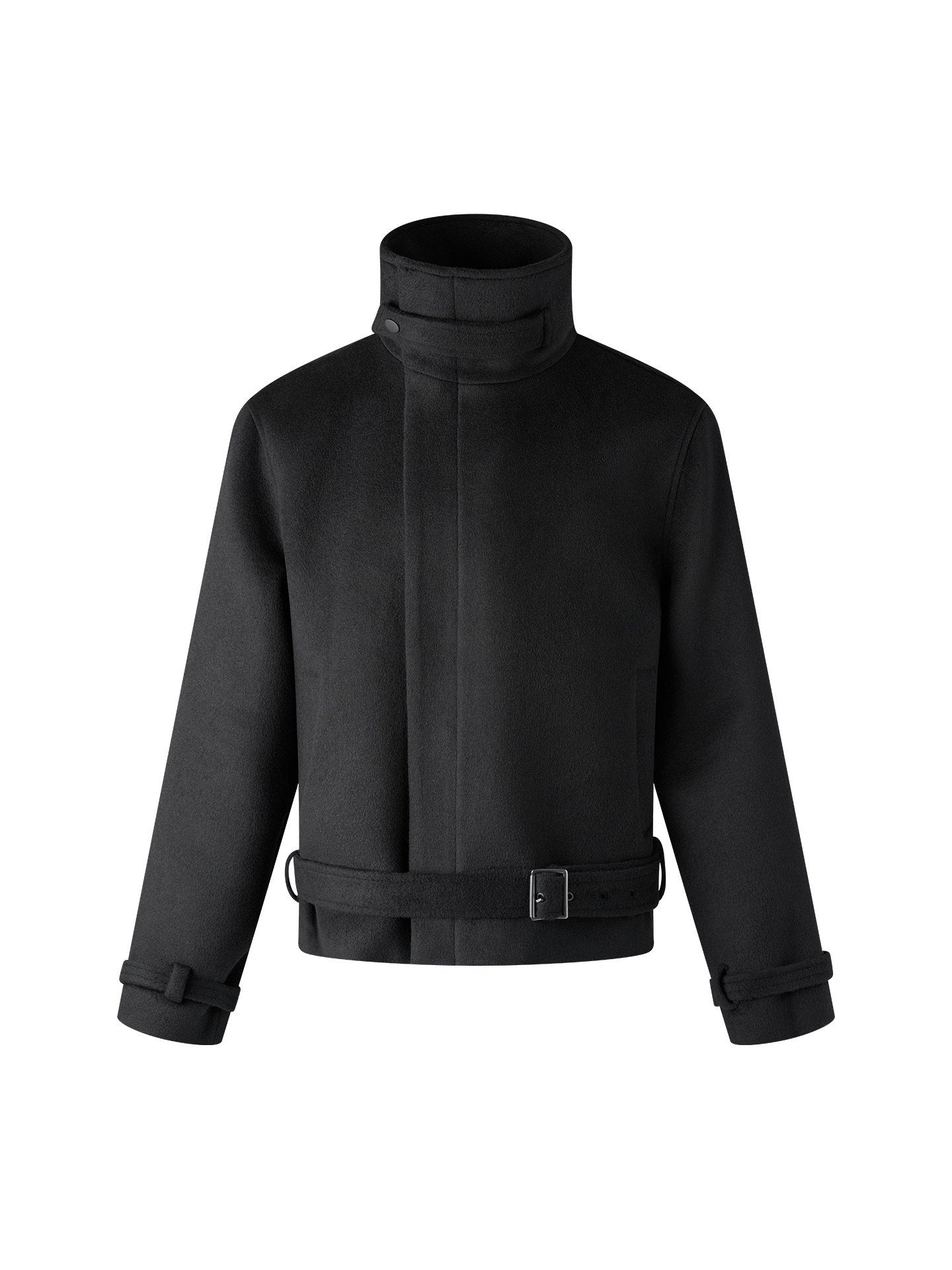 BALITONE_Wrinkle_Free_Wool_Blend_Relaxed_Tie_Detail_Unisex_Black_Short_Cropped_Jackets_MISSTT