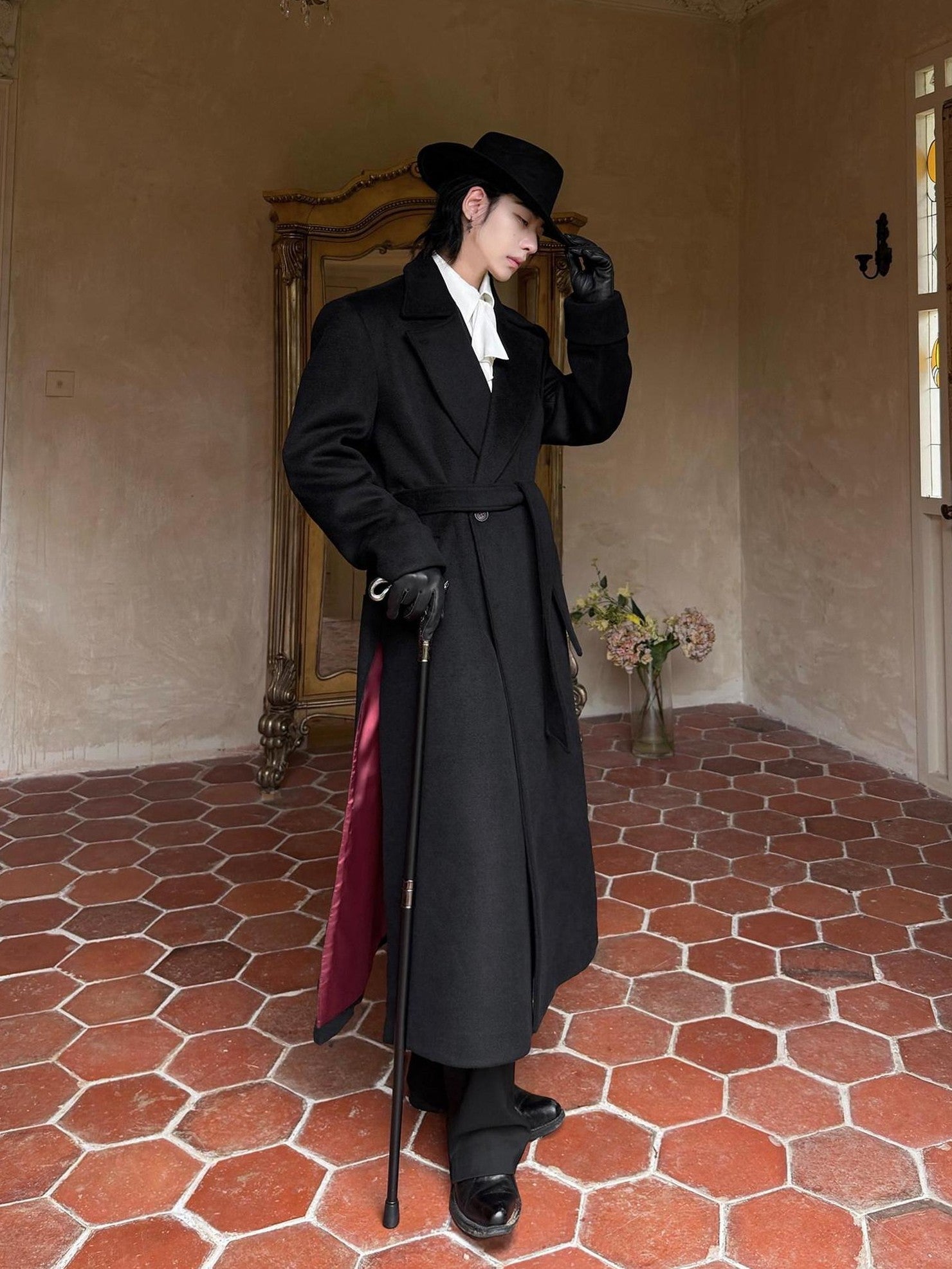 BALITONE Wrinkle Resistant Wool Blend Loose Fit Slit Longline Unisex Youth Peacoats