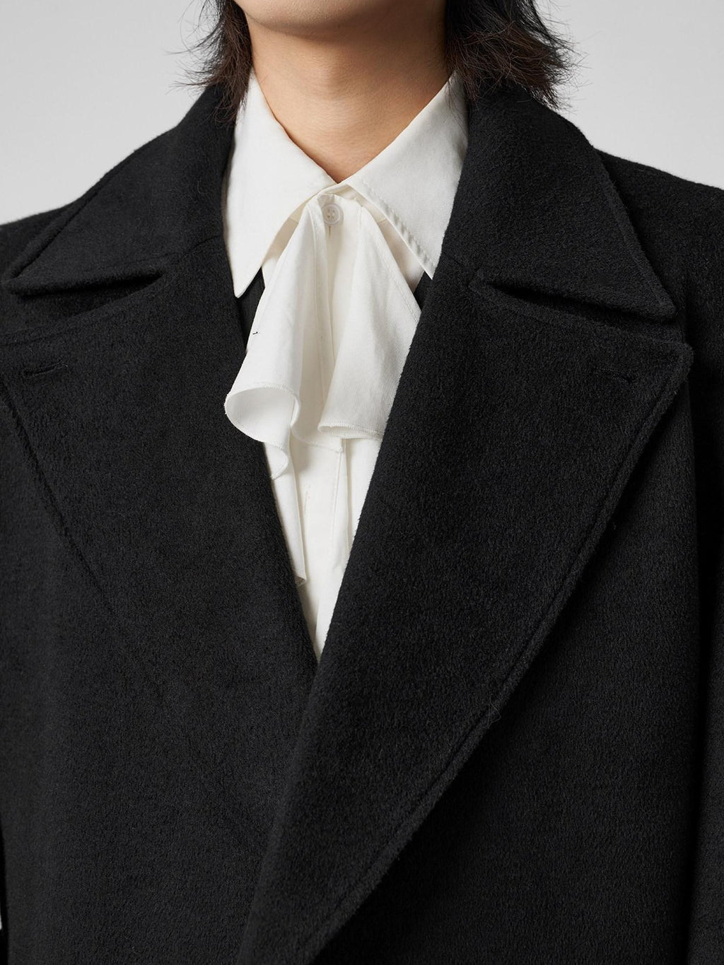 BALITONE Wrinkle Resistant Wool Blend Loose Fit Slit Longline Unisex Youth Peacoats