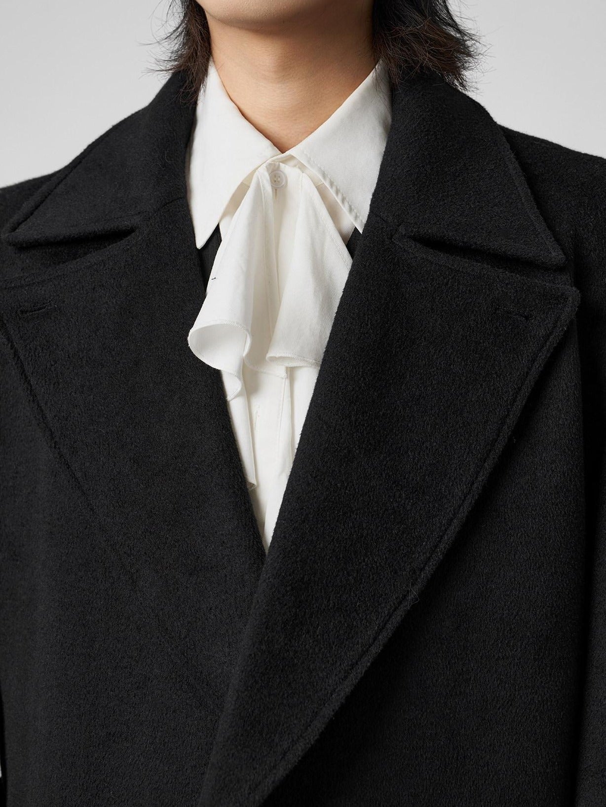 BALITONE Wrinkle Resistant Wool Blend Loose Fit Slit Longline Unisex Youth Peacoats