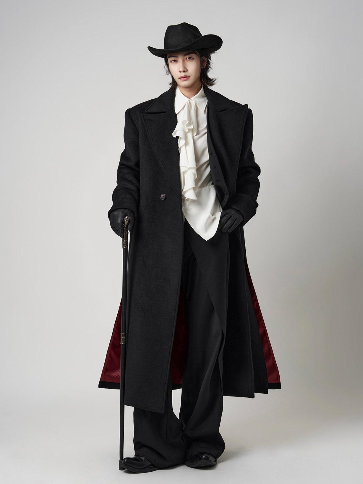 BALITONE Wrinkle Resistant Wool Blend Loose Fit Slit Longline Unisex Youth Peacoats