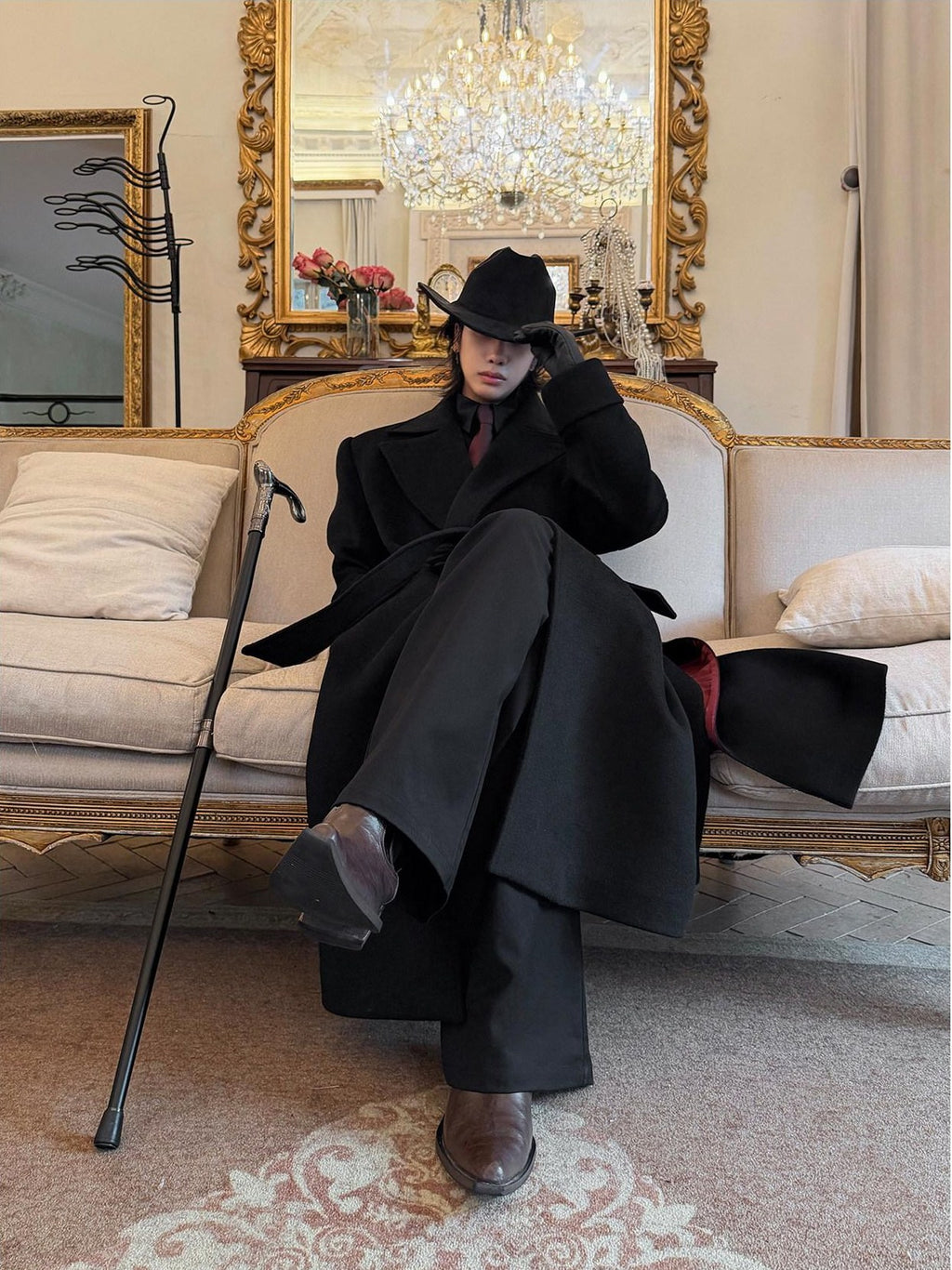 BALITONE Wrinkle Resistant Wool Blend Loose Fit Slit Longline Unisex Youth Peacoats
