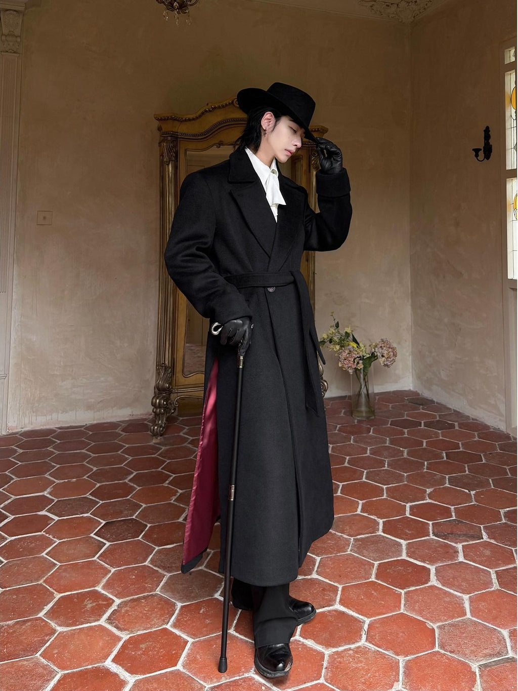 BALITONE Wrinkle Resistant Wool Blend Loose Fit Slit Longline Unisex Youth Peacoats