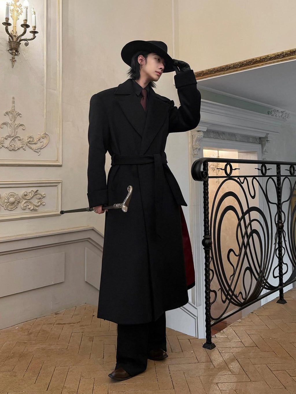 BALITONE Wrinkle Resistant Wool Blend Loose Fit Slit Longline Unisex Youth Peacoats