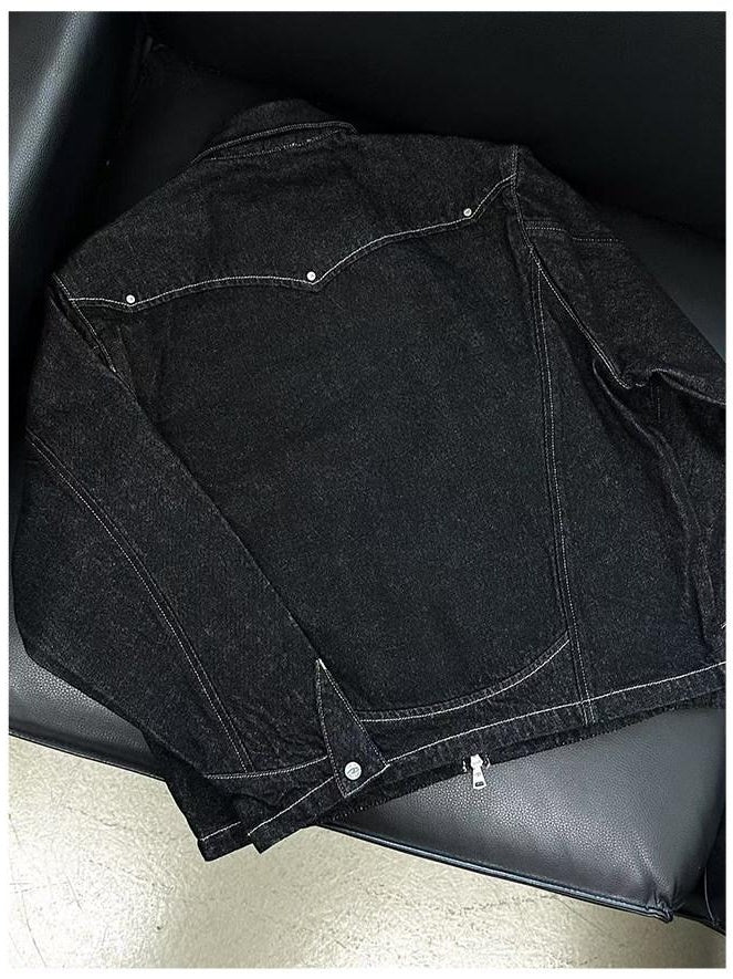 CATSSTAC 100 Percent Cotton Black Oversized Unisex Long Sleeve Denim Jackets
