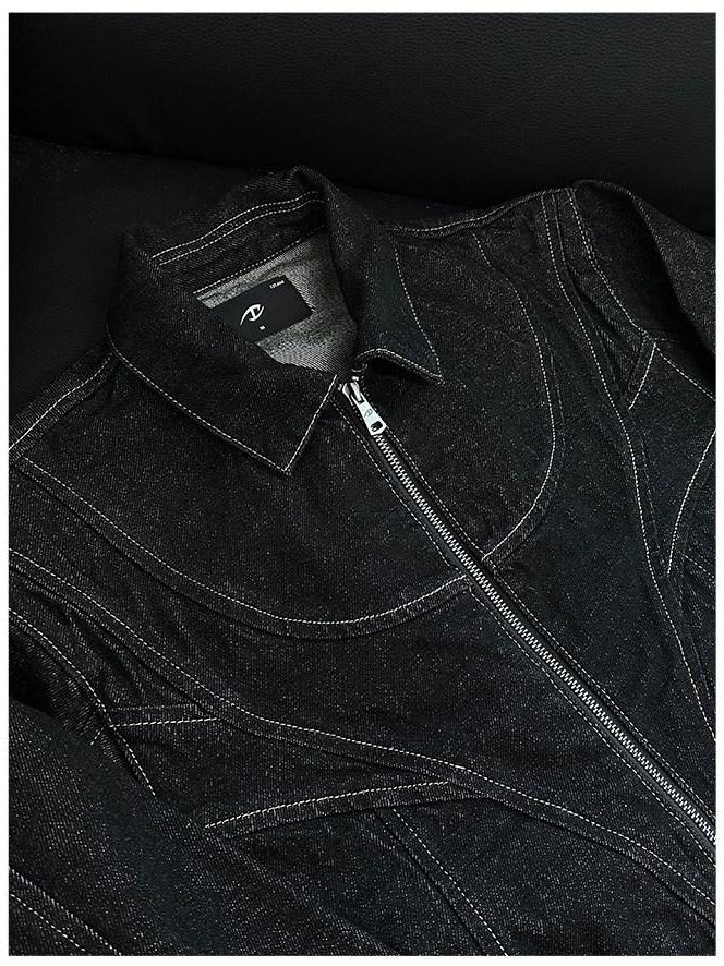 CATSSTAC 100 Percent Cotton Black Oversized Unisex Long Sleeve Denim Jackets