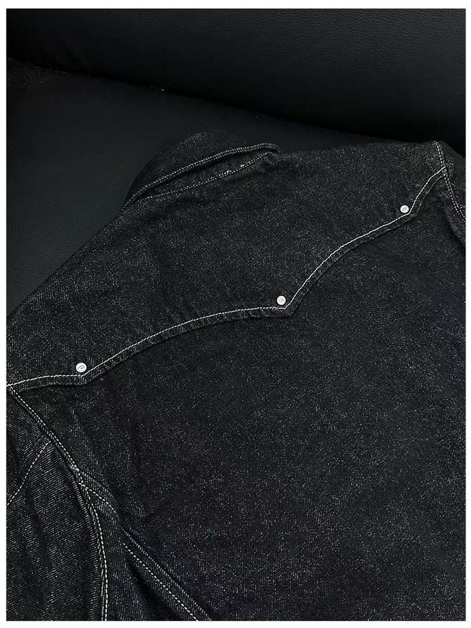 CATSSTAC 100 Percent Cotton Black Oversized Unisex Long Sleeve Denim Jackets