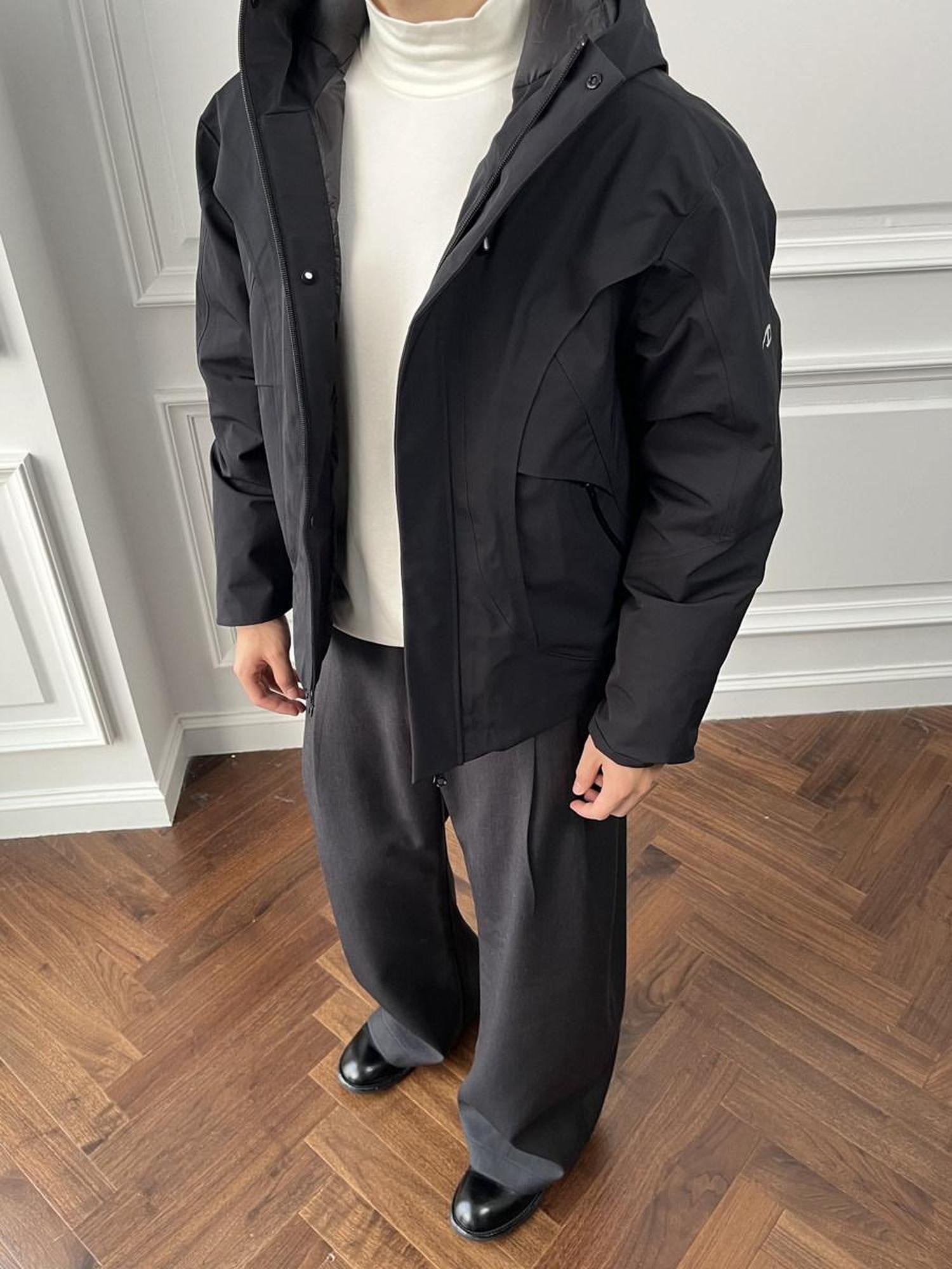 CATSSTAC 90 Percent White Duck Down Taped Seams Warm Casual Fit Black Down Jackets