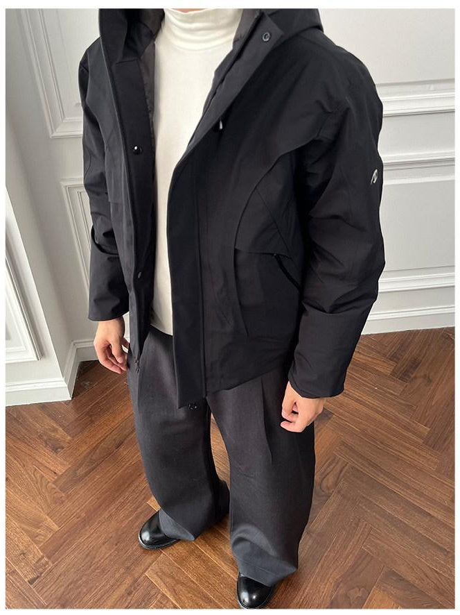 CATSSTAC 90 Percent White Duck Down Taped Seams Warm Casual Fit Black Down Jackets