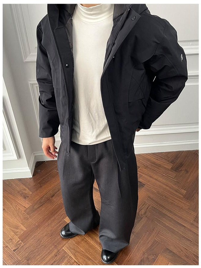 CATSSTAC 90 Percent White Duck Down Taped Seams Warm Casual Fit Black Down Jackets