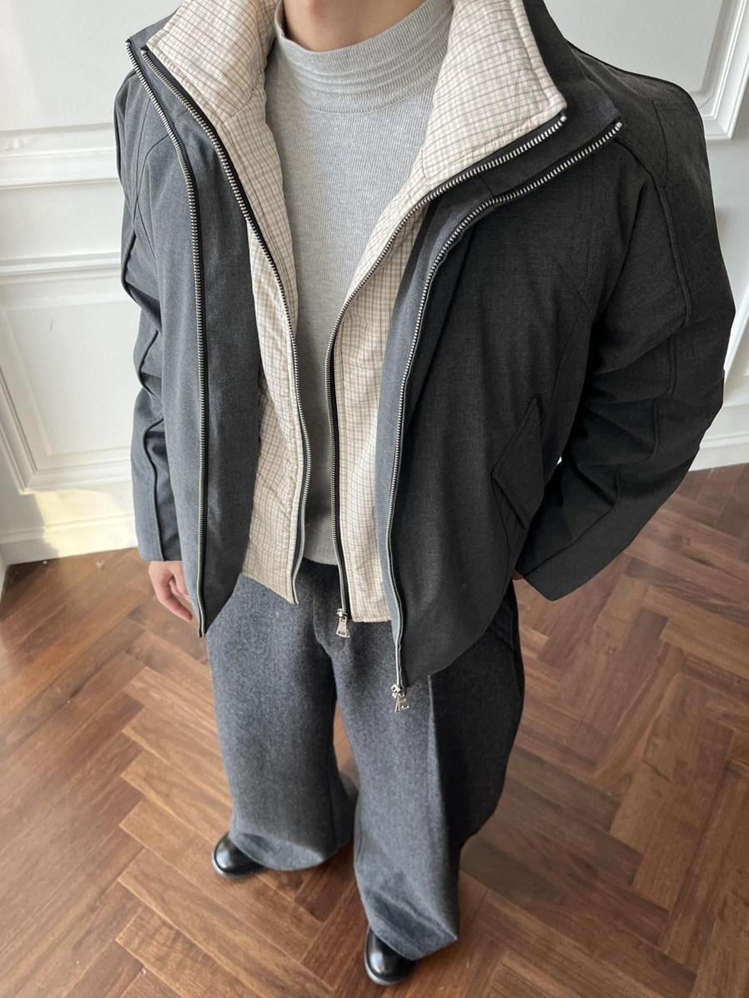 CATSSTAC 90 Percent White Duck Down Thick Loose Casual Stand Collar Men Gray Down Jackets