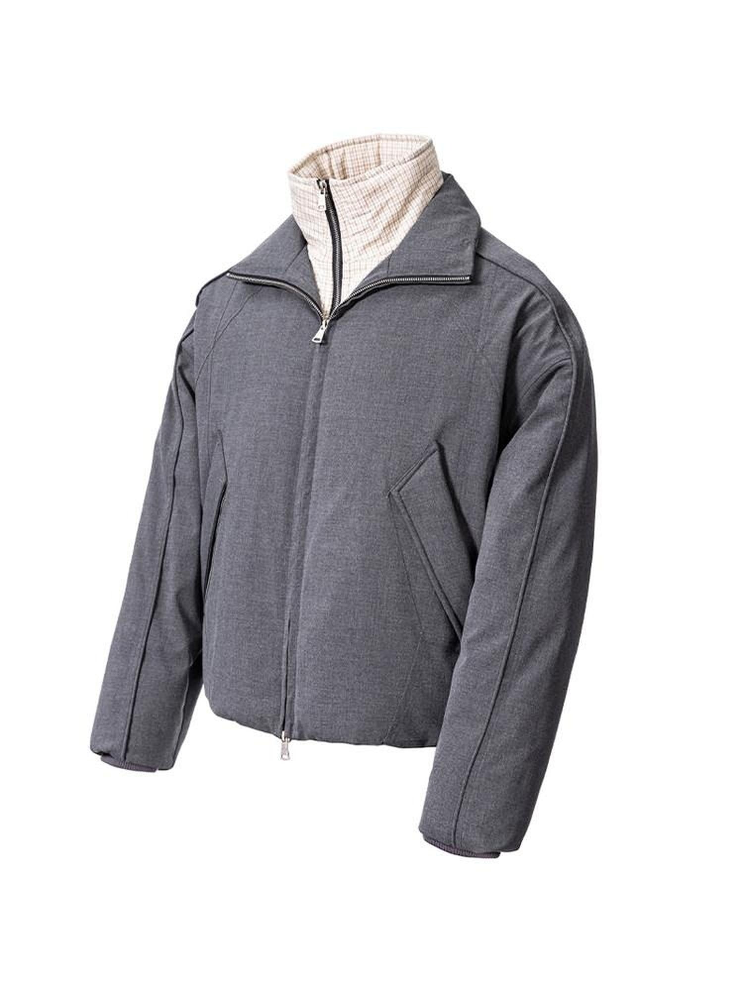 CATSSTAC 90 Percent White Duck Down Thick Loose Casual Stand Collar Men Gray Down Jackets