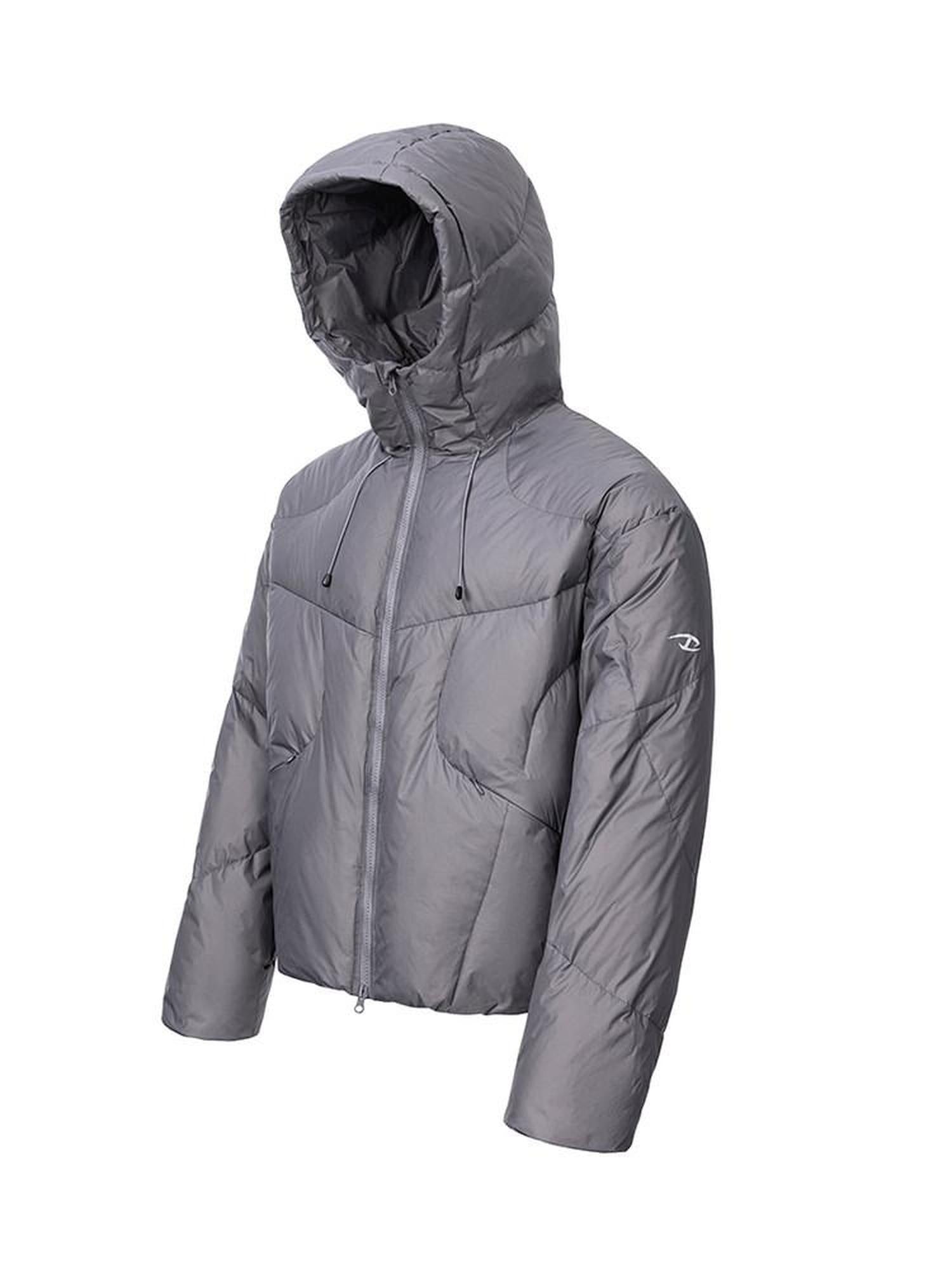 CATSSTAC 90 Percent White Goose Down Thick Warm Casual Gray Zip Down Jackets