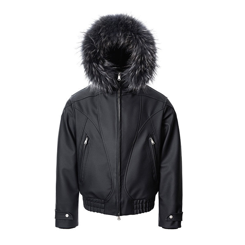 CATSSTAC_Black_Hooded_Zip_Oversized_Loose_Fit_Unisex_Youth_Casual_Leather_Jackets_MISSTT