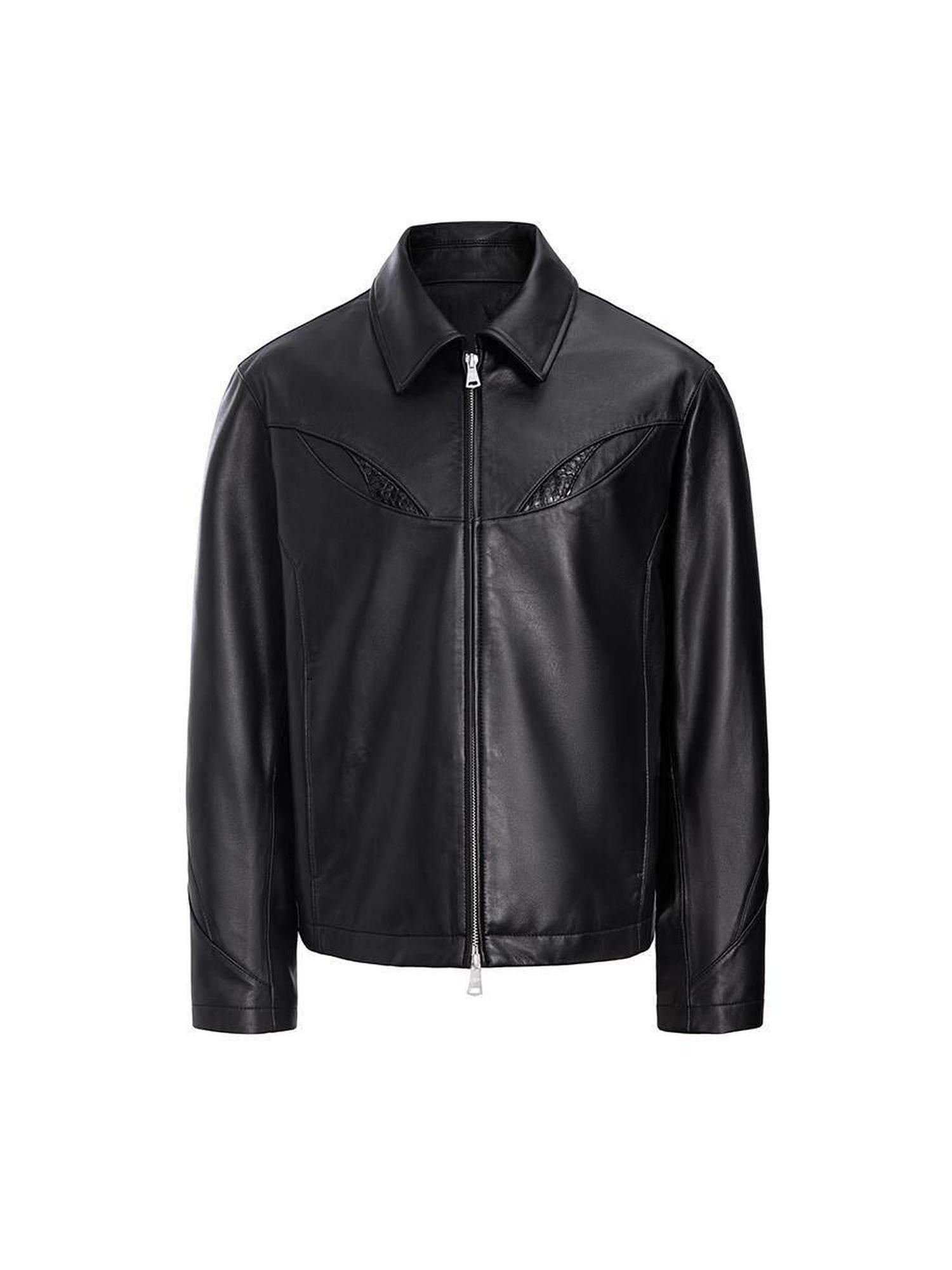 CATSSTAC Black Loose Fit Trendy Faux Leather Lapel Collar Youth Casual Leather Jackets