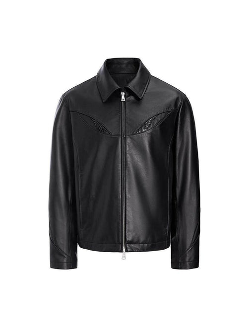 CATSSTAC Black Loose Fit Trendy Faux Leather Lapel Collar Youth Casual Leather Jackets