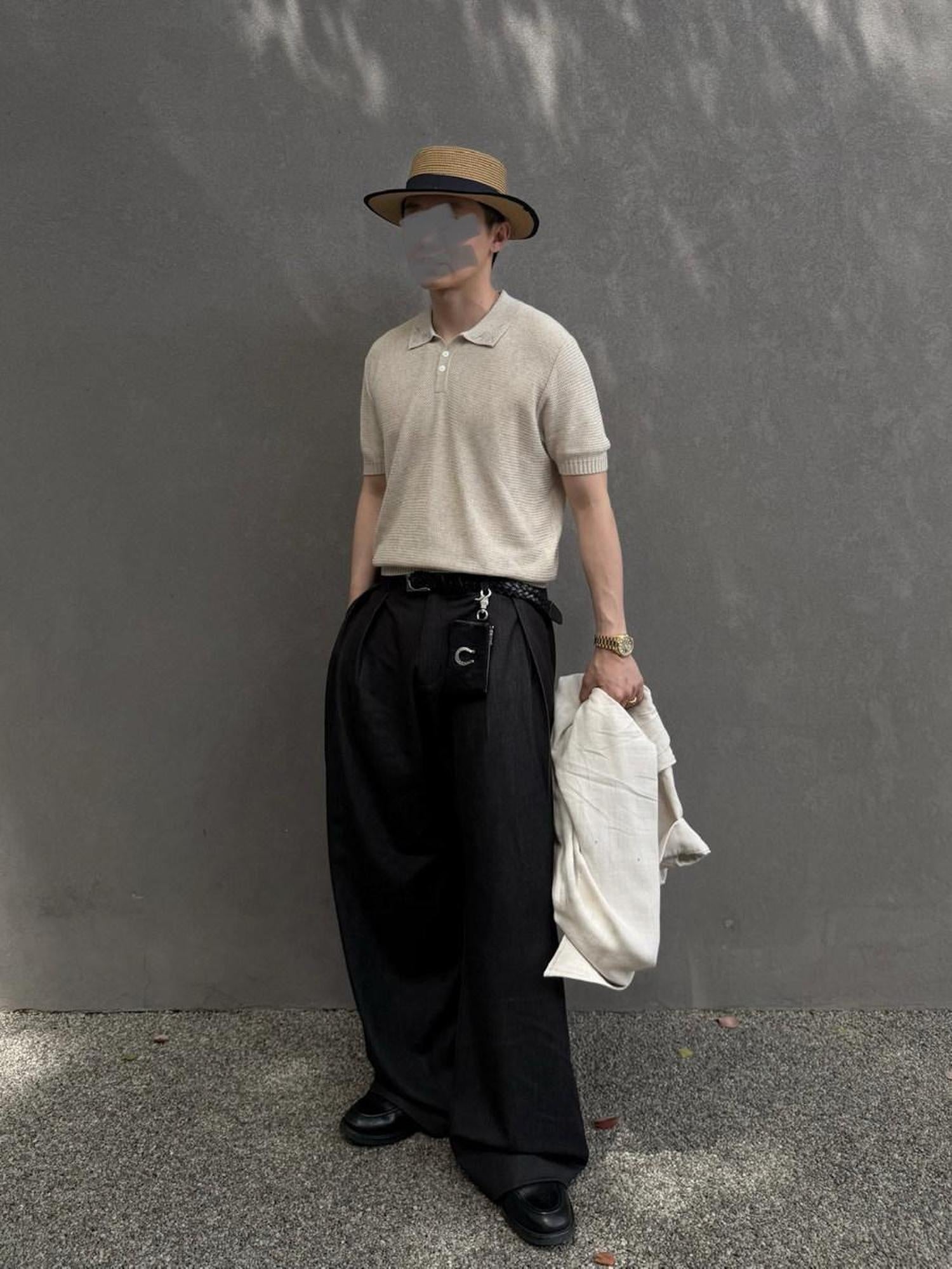 CATSSTAC Black Relaxed Loose Fit Casual Office Travel Essentials Youth Wide Leg Pants
