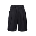 CATSSTAC_Black_Sheepskin_Pleated_Loose_Straight_Zipper_Fly_Youth_Tailored_Shorts_MISSTT