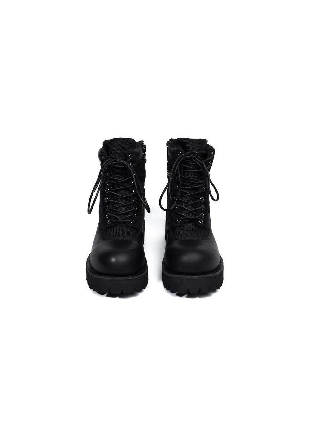 CATSSTAC Breathable Casual Leather Zipper Chunky Sole Black High-Top Leather Boots