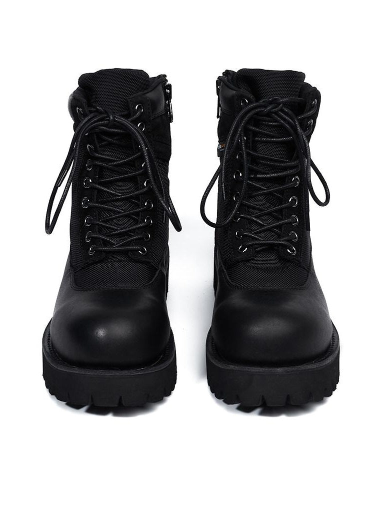 CATSSTAC Breathable Casual Leather Zipper Chunky Sole Black High-Top Leather Boots