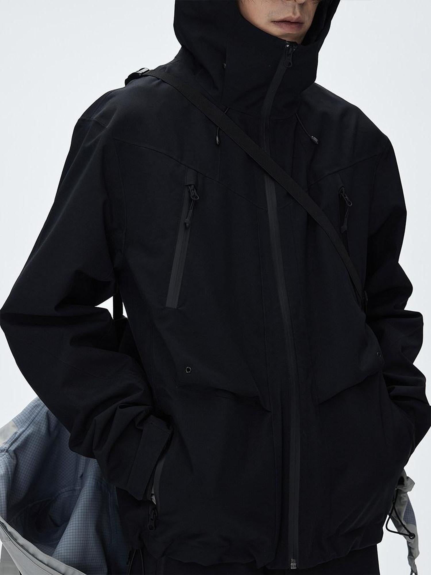 CATSSTAC Breathable Hooded Zip Pocket Regular Fit Youth Outdoor Black Grey Shell Jackets