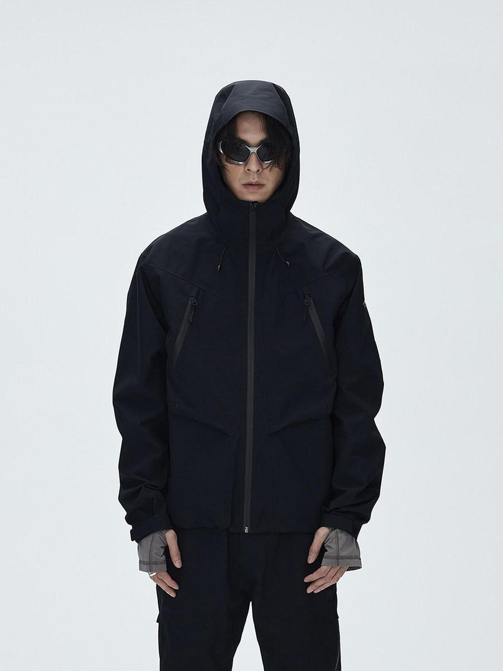 CATSSTAC Breathable Hooded Zip Pocket Regular Fit Youth Outdoor Black Grey Shell Jackets