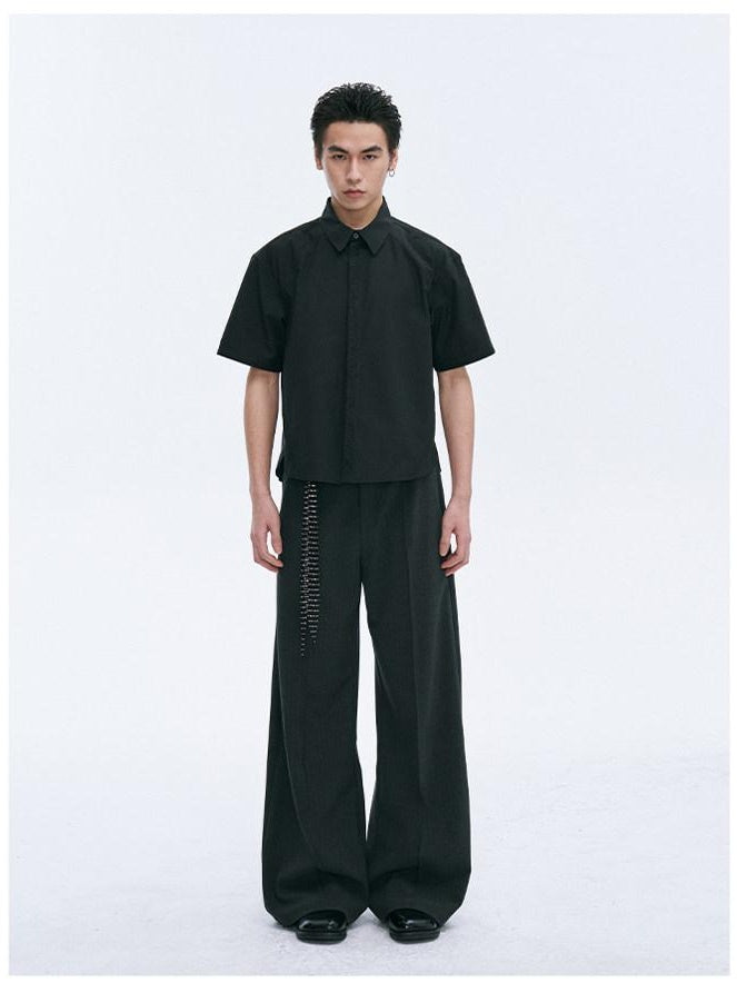 CATSSTAC Breathable Polyester Loose Cropped Polo Casual Youth Solid Shirts