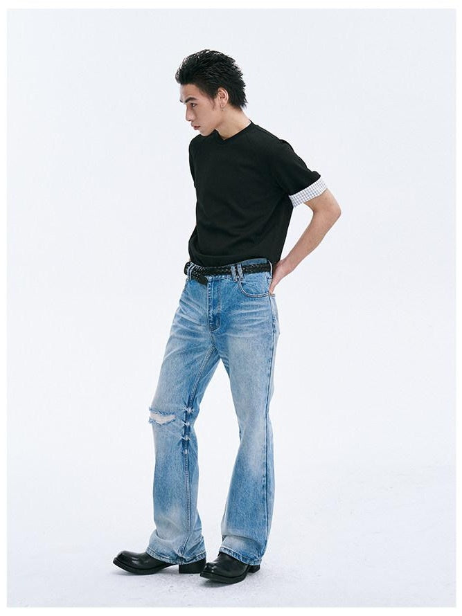 CATSSTAC Classic Blue Full Length Comfort Fit Denim Straight Leg Jeans