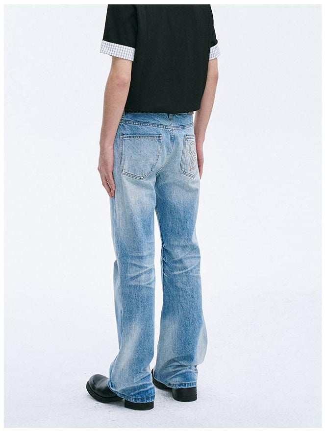 CATSSTAC Classic Blue Full Length Comfort Fit Denim Straight Leg Jeans