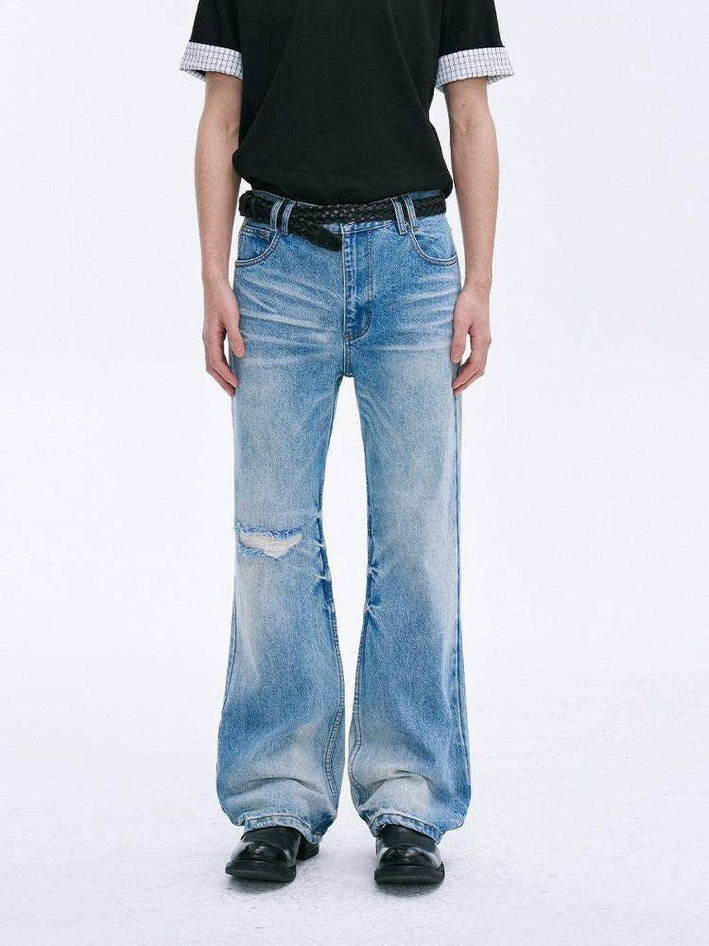 CATSSTAC Classic Blue Full Length Comfort Fit Denim Straight Leg Jeans