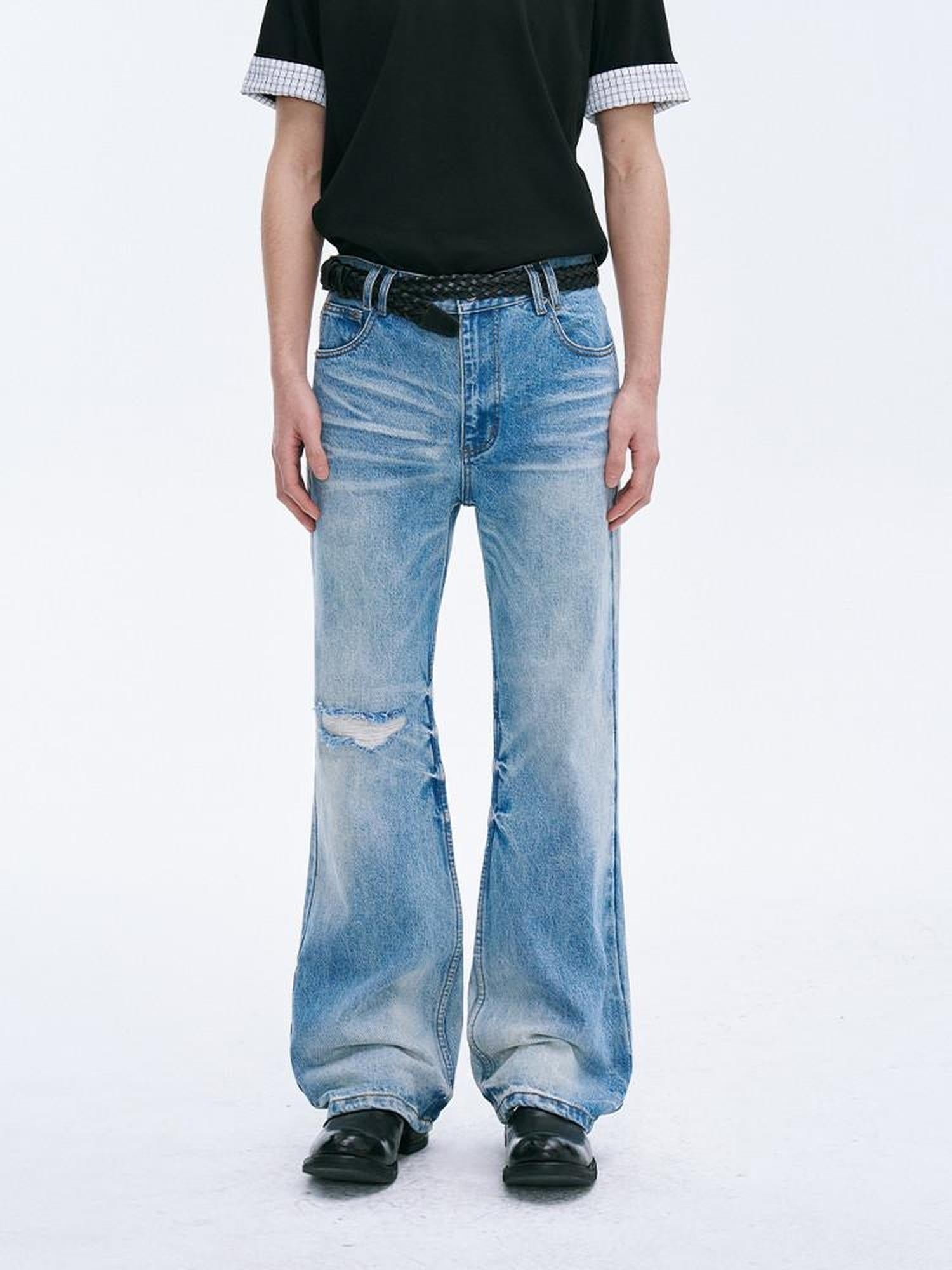 CATSSTAC Classic Blue Full Length Comfort Fit Denim Straight Leg Jeans