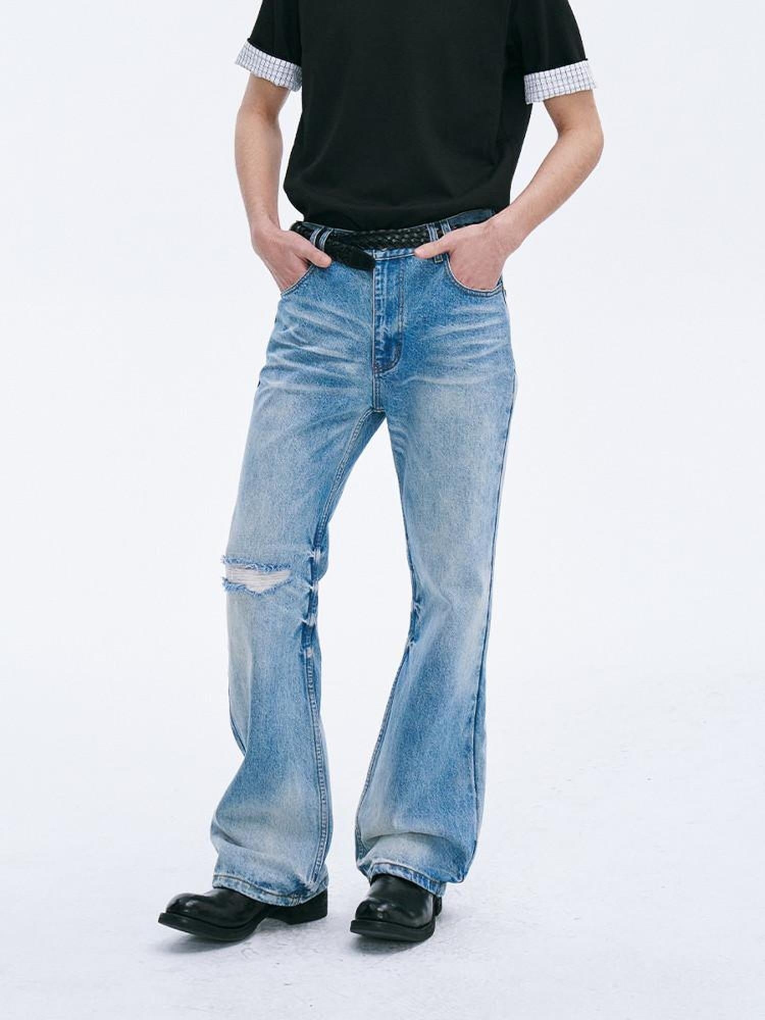CATSSTAC Classic Blue Full Length Comfort Fit Denim Straight Leg Jeans