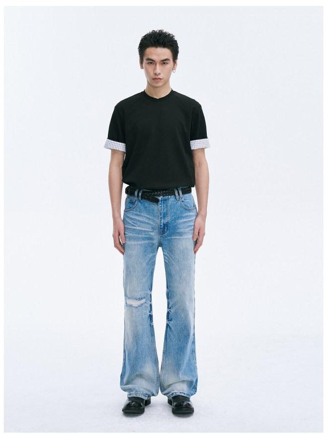 CATSSTAC Classic Blue Full Length Comfort Fit Denim Straight Leg Jeans